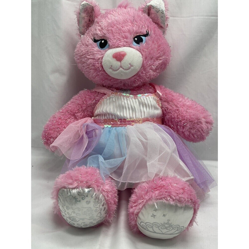 Build A Bear Pink "PURRINCESS" Kitty Cat w Dress Plush Stuffed Animal 17" BABW
